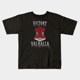 Victory or Valhalla Mjolnir Viking Norse Hammer of Thor Red Kids T-Shirt